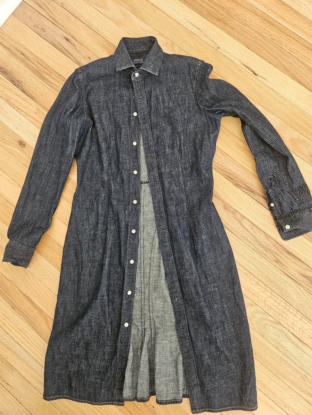 Polo Ralph Lauren Dark Denim Button-Front Shirt Dress.  Sz 6. New
